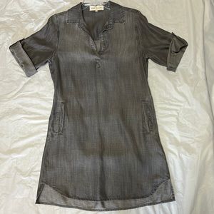 Gray-wash collared shirt dress